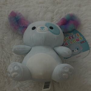 Squishmallows Light Blue and White Plush with Colorful Ears